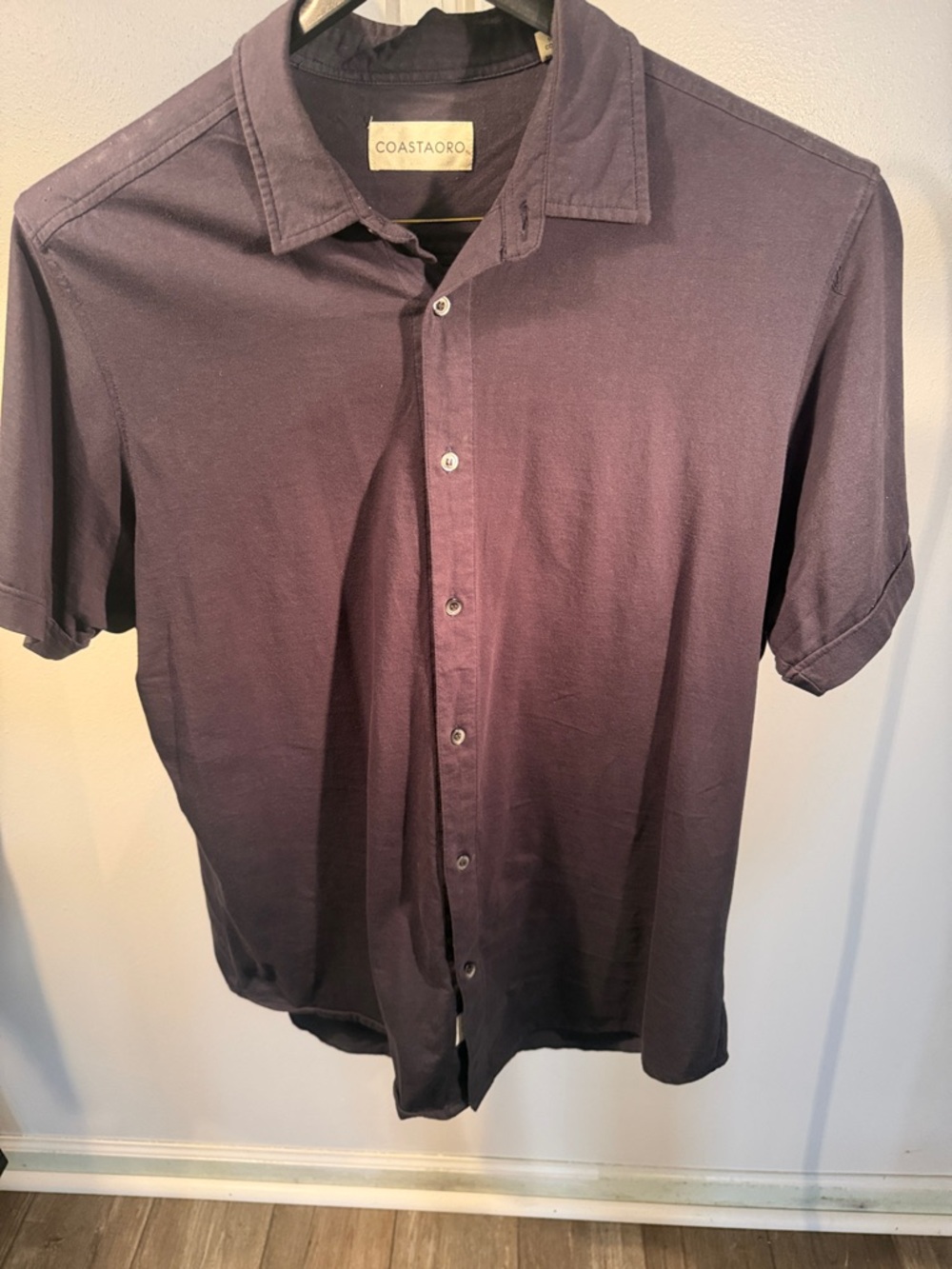 CoastAoro Men's Short-Sleeve Button-Down Shirt in Plum